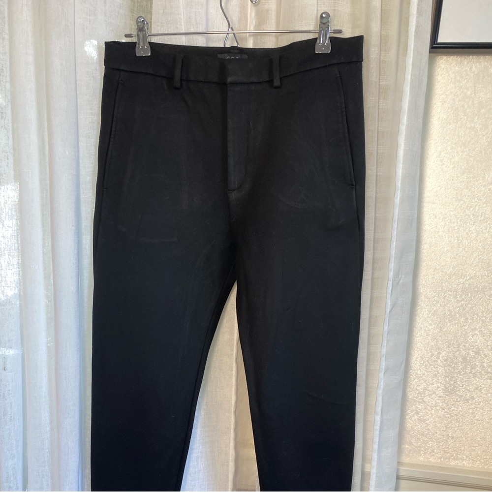 COS Women 32 Regular Black Tapered Pants Rayon Blend Flat Front Zip High Rise - Picture 3 of 11